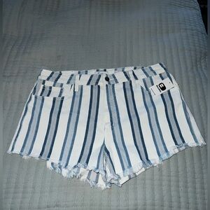 KanCan Blue and White Striped Jean Shorts